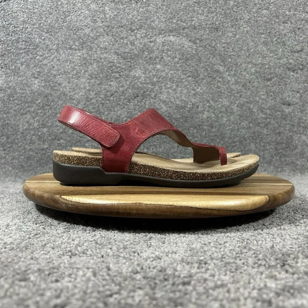 Dansko Reece Women's Size EU 38 Cinnabar Waxy Red Leather Toe-Loop Sandals Used